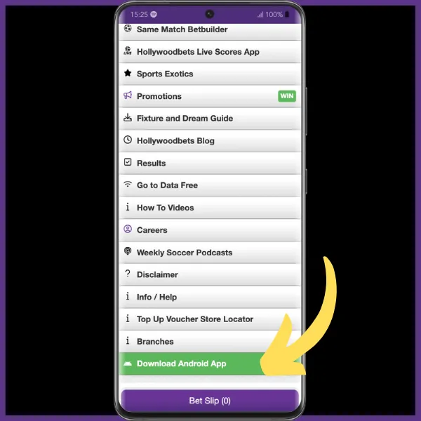 hollywoodbets app download step 1