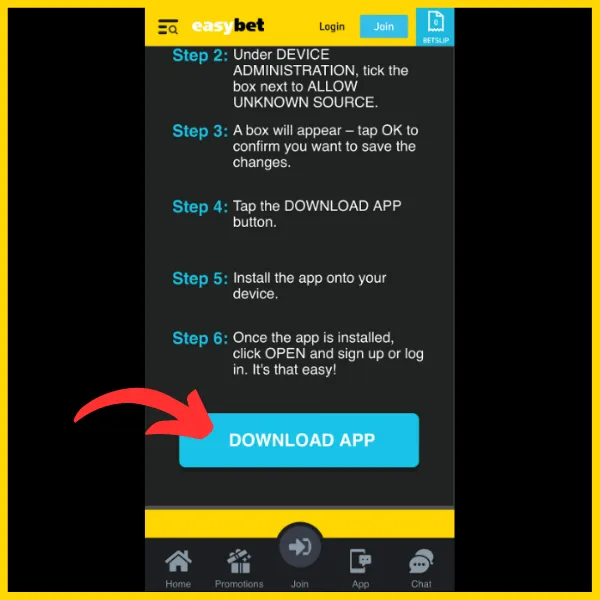 Easybet app Android download