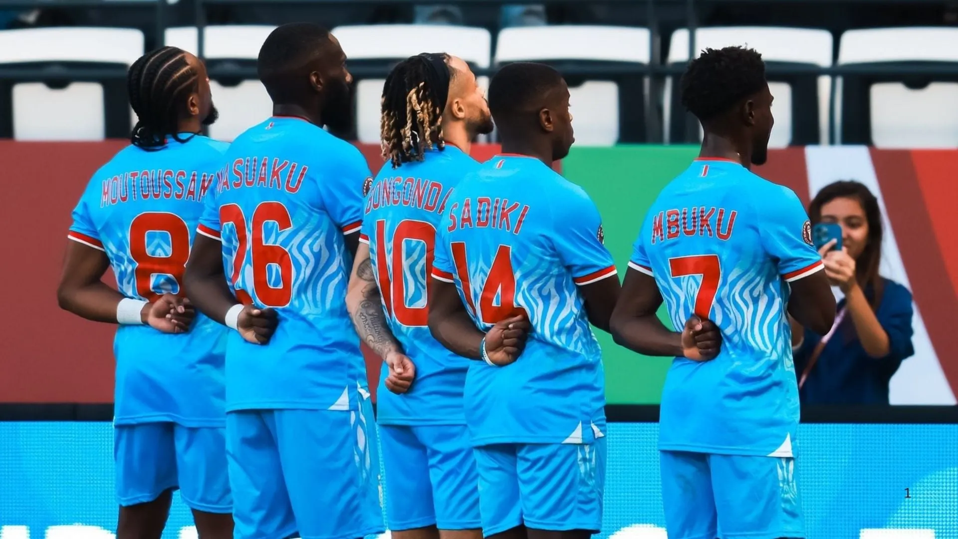 DR Congo celebrate a goal against Benin.