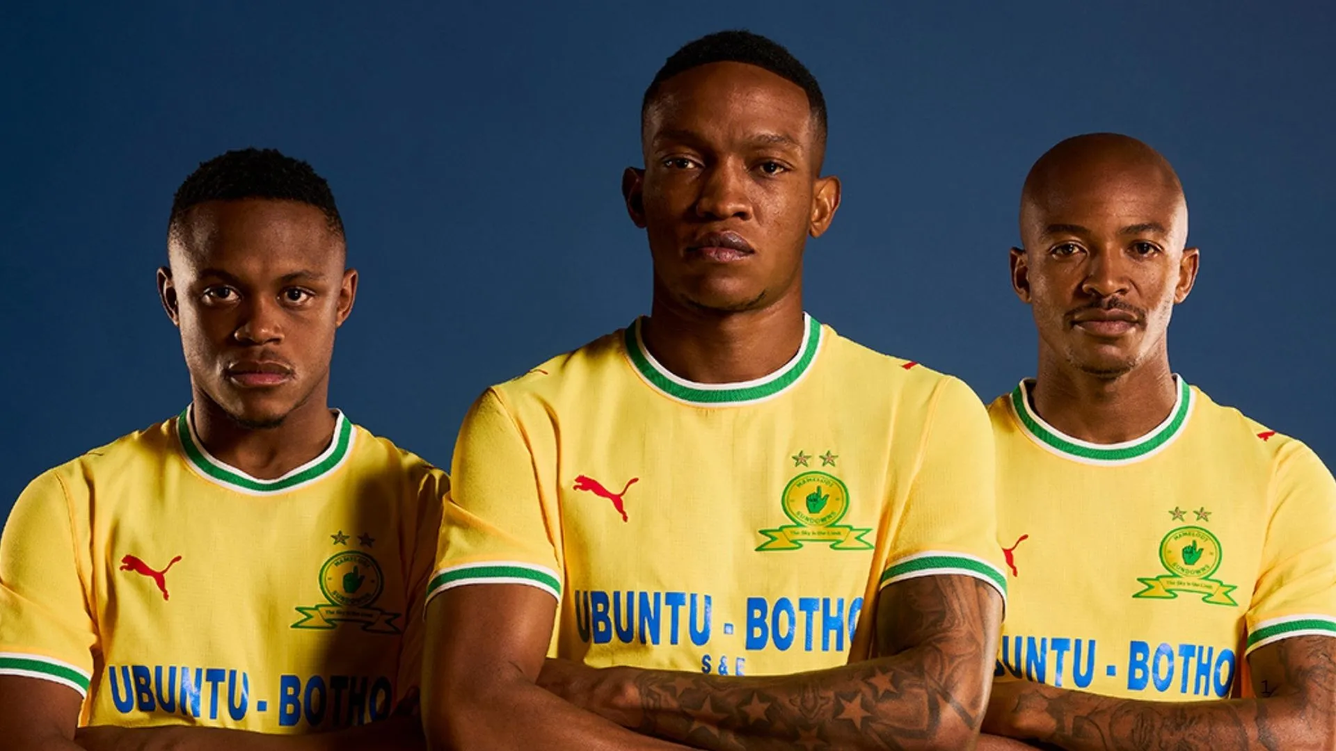 Kutlwano Letlhaku, Grant Kekana and Thapelo Morena of Mamelodi Sundowns.