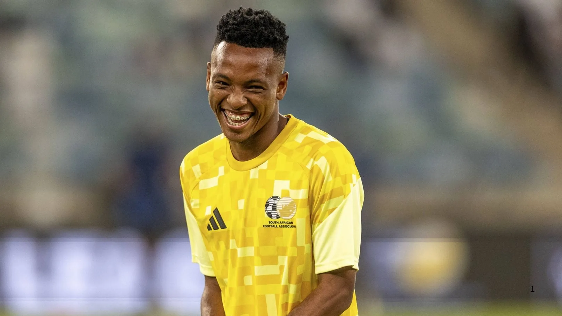 Relebohile Mofokeng in training with Bafana Bafana.