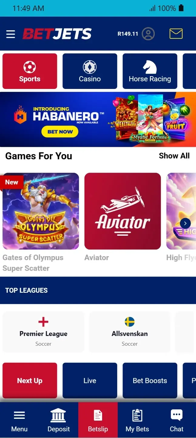 Screenshot of sportsbook page for BetJets review