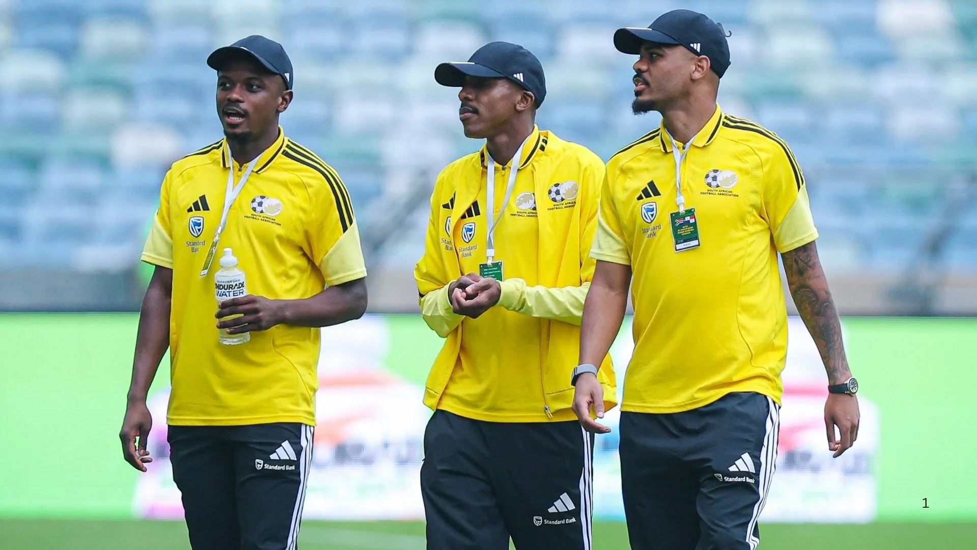 Bafana Bafana players Teboho Mokoena, Khuliso Mudau and Lyle Foster.
