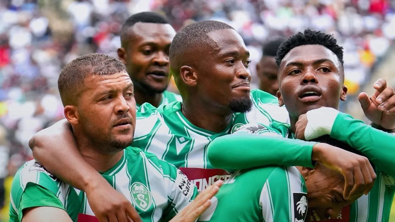 Siwelele player jubilate after 1 nil win over Orlando Pirates