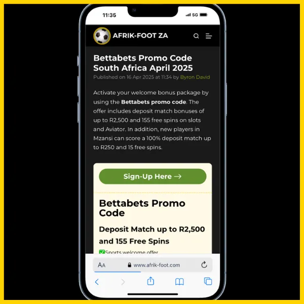 Green sign-up here button from the Afrik-Foot official site. 