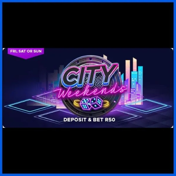 Jackpot City Weekends promtional banner stating that users must deposit and bet R50.