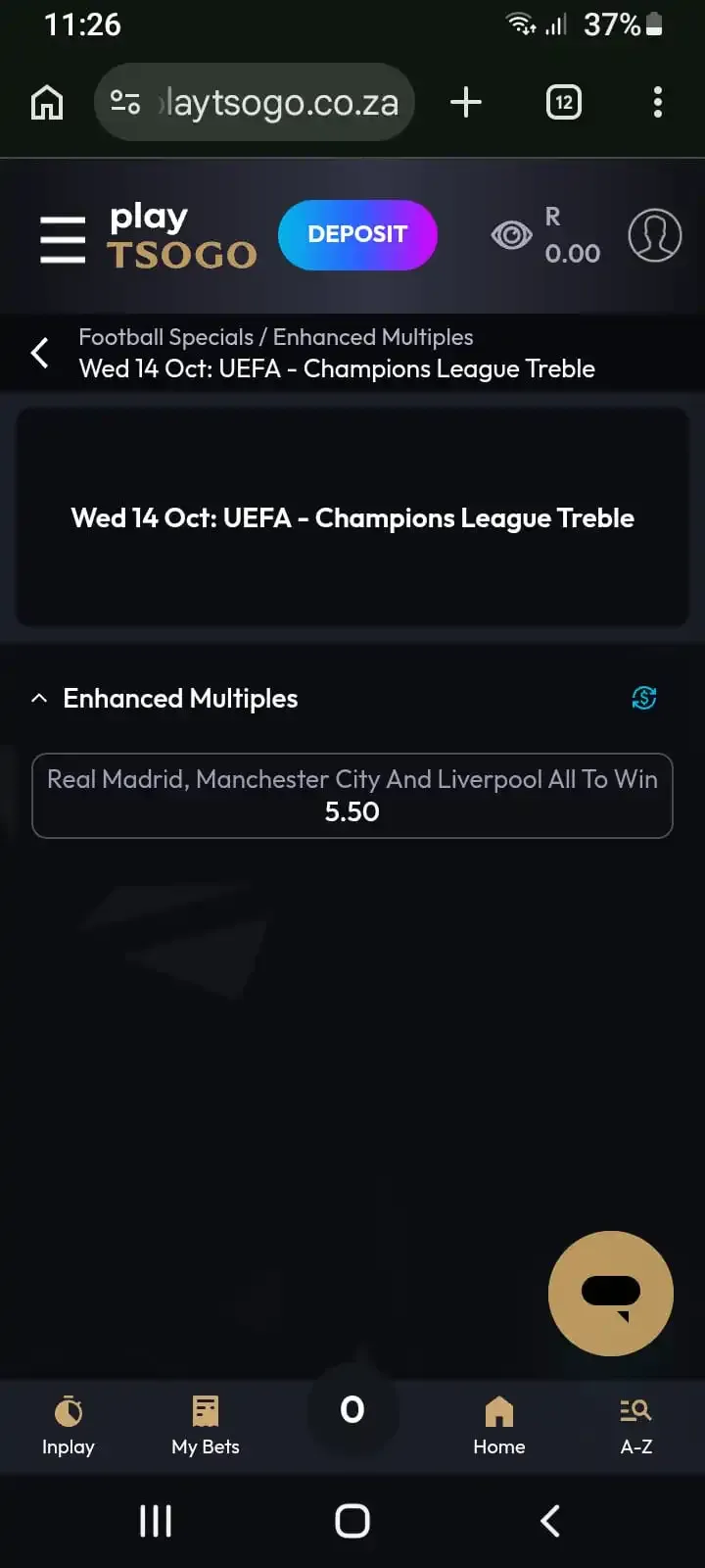 PlayTSOGO boosted odds for Real Madrid, Man City and Liverpool at 5.50