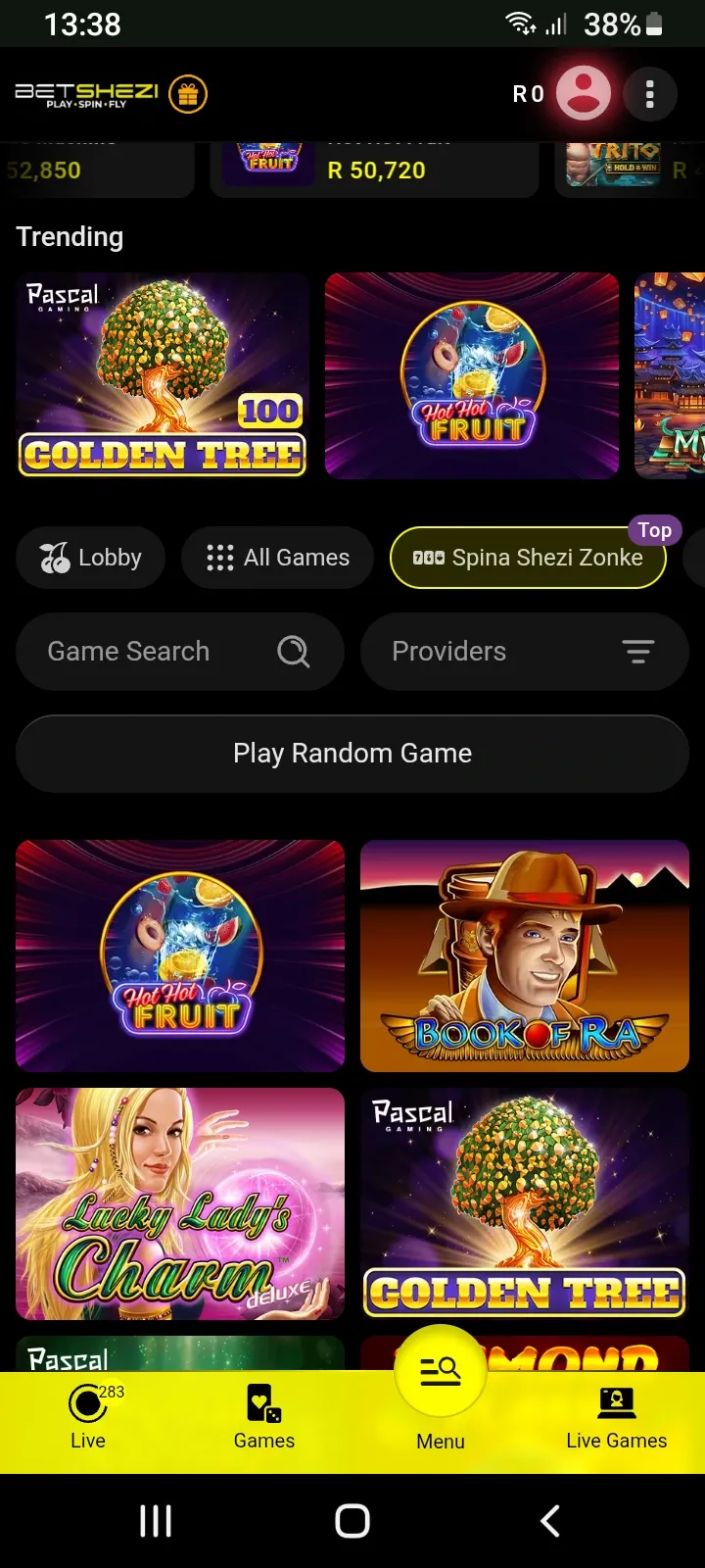 Betshezi online casino page