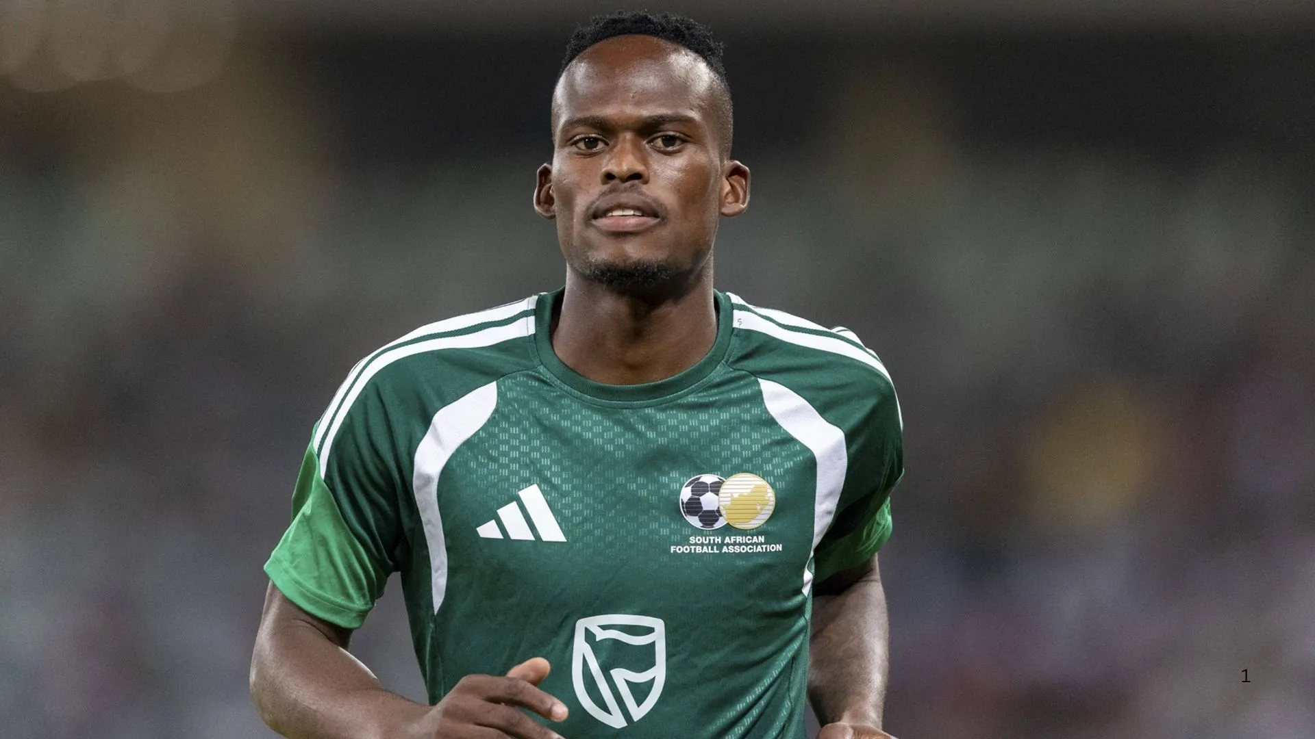 Thabang Matuludi with Bafana Bafana during the 2026 World Cup.