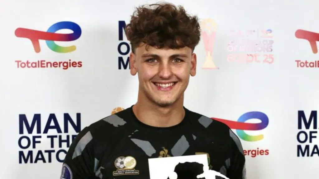 Amajita goalkeeper Fletcher Smythe Lowe. Photo CAF