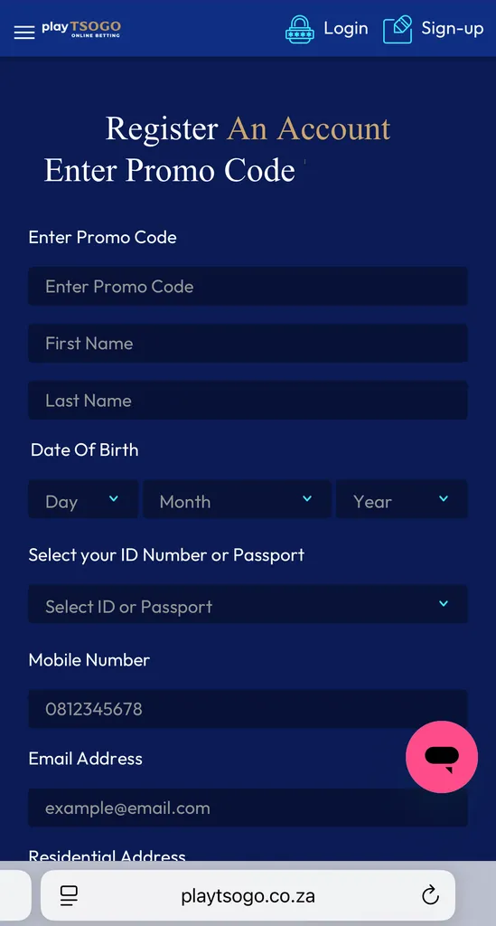 Play TSOGO promo code registration.