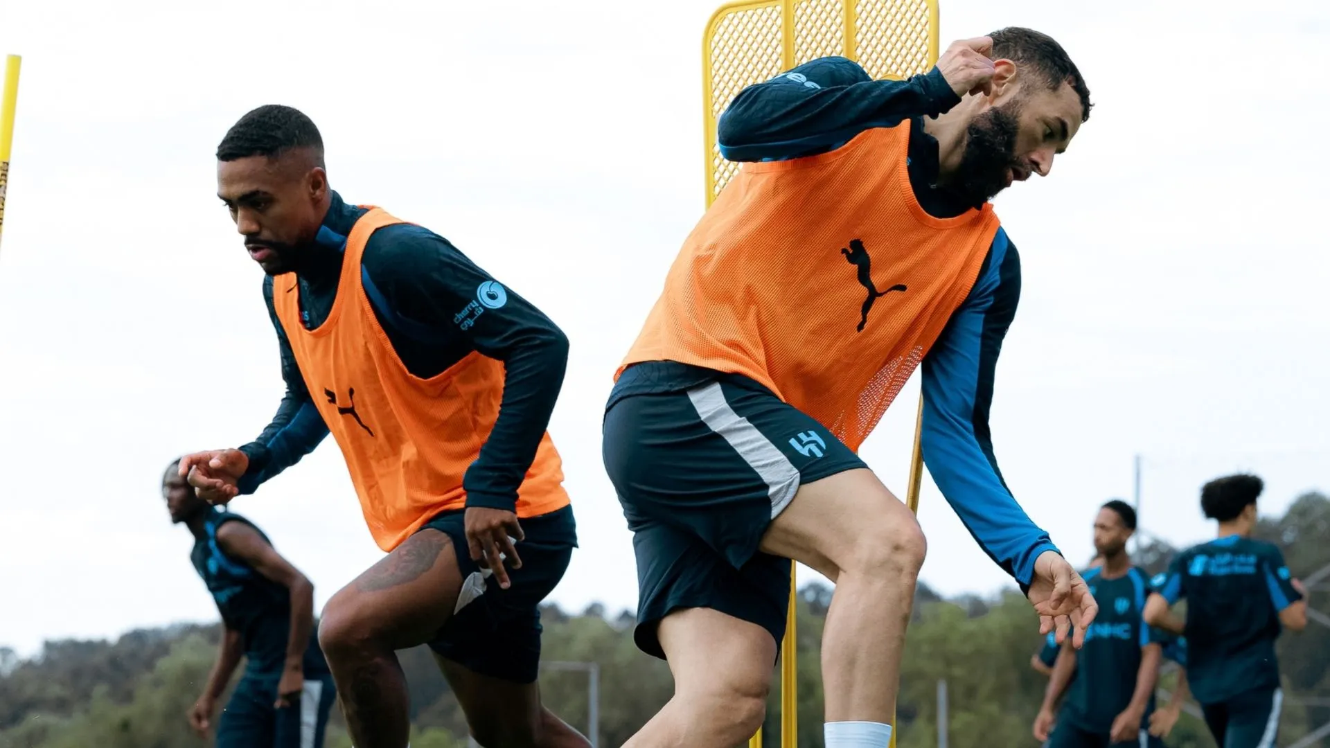 Karim Benzema (right) of Al-Hilal in training.