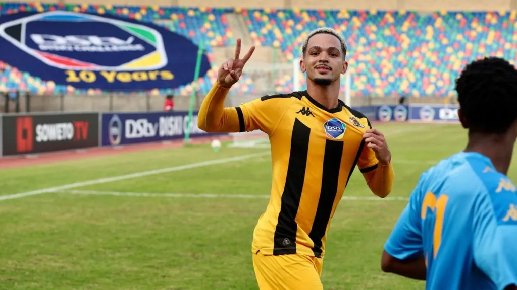 Aden McCarthy of Kaizer Chiefs celebrates a goal. Photo ASIDILALI