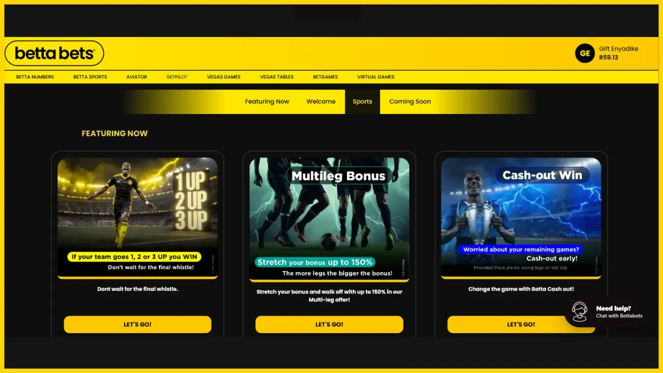 Current Bettabets promotions for existing users in South Africa