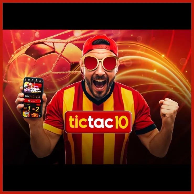 Tic tac bets TicTac10 promotional banner offering R15,000 and depicting a man wearing sunglasses celebrating with his phone.