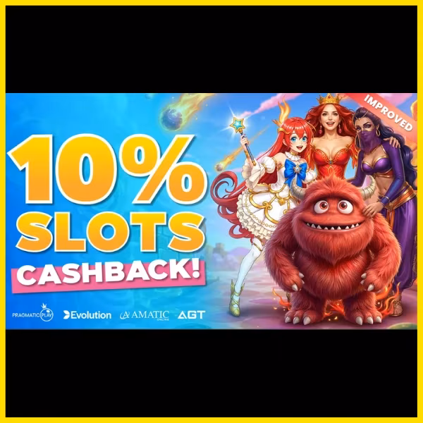 Easybet 10% slots cashback promo banner.