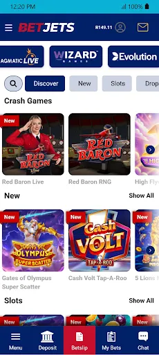 Casino screenshot for BetJets review South Africa