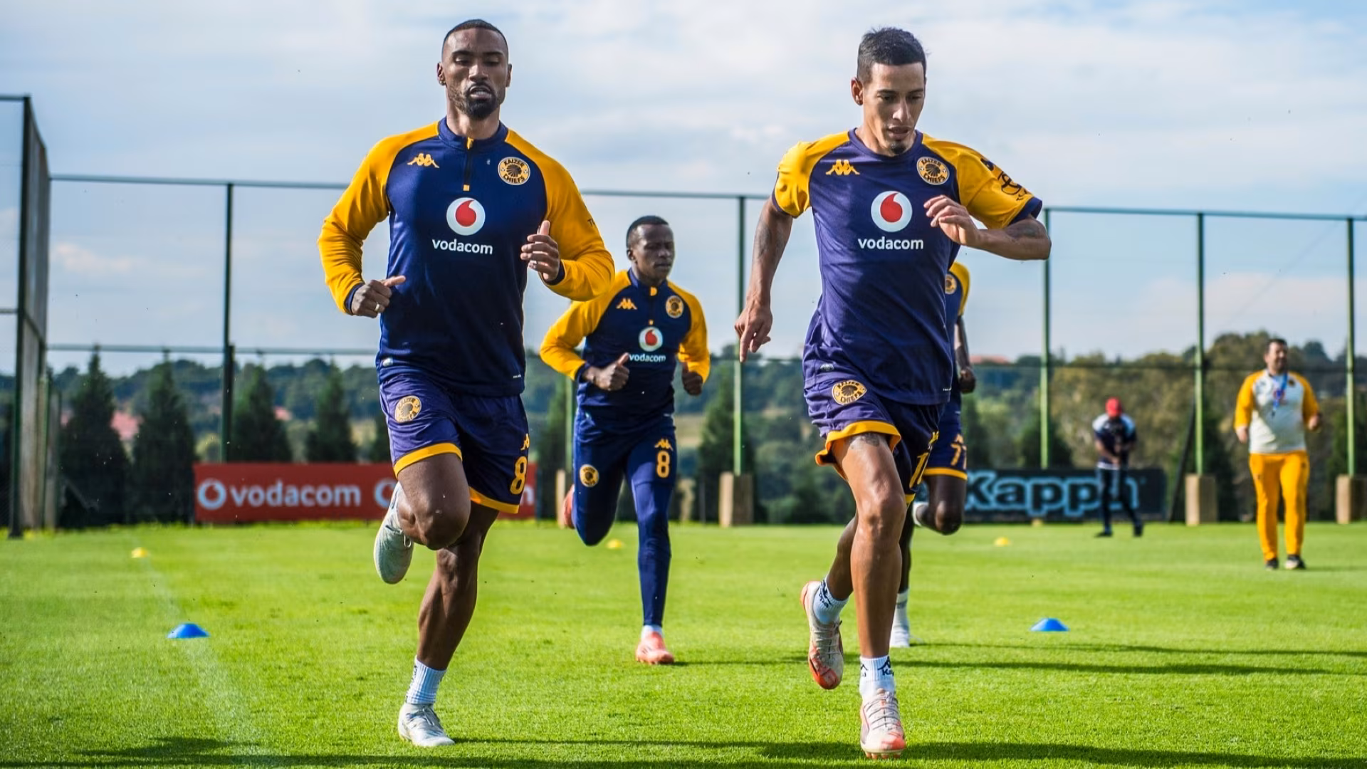 Inacio Miguel and Gaston Sirino of Kaizer Chiefs in training.