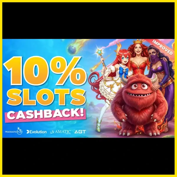 Easybet 10% slots cashback promo banner.