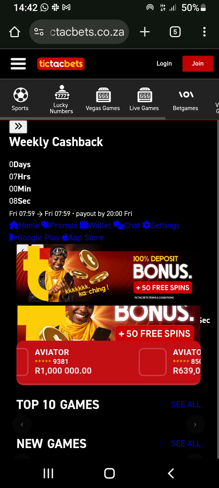 Tictacbets Homepage for Tictacbets Review