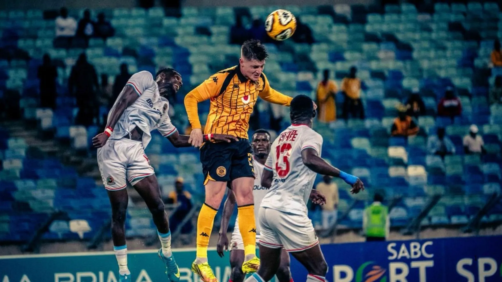 Kaizer Chiefs defender Bradley Cross clears the ball during their match with Red Arrows.