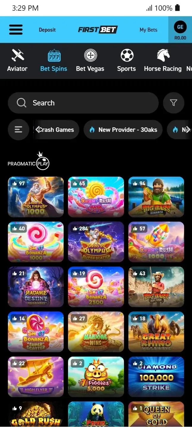 Eligible  Pragmatic Play slots for the Firstbet free spins