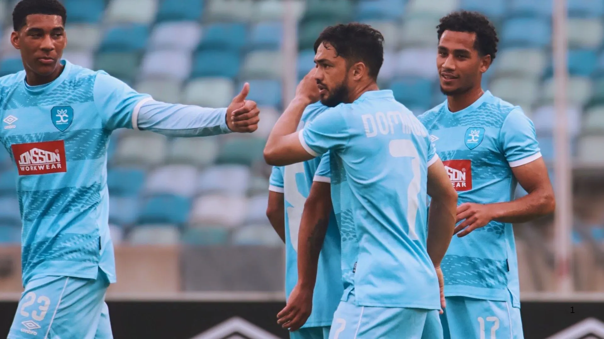 Haashim Domingo and his Durban City teammates.