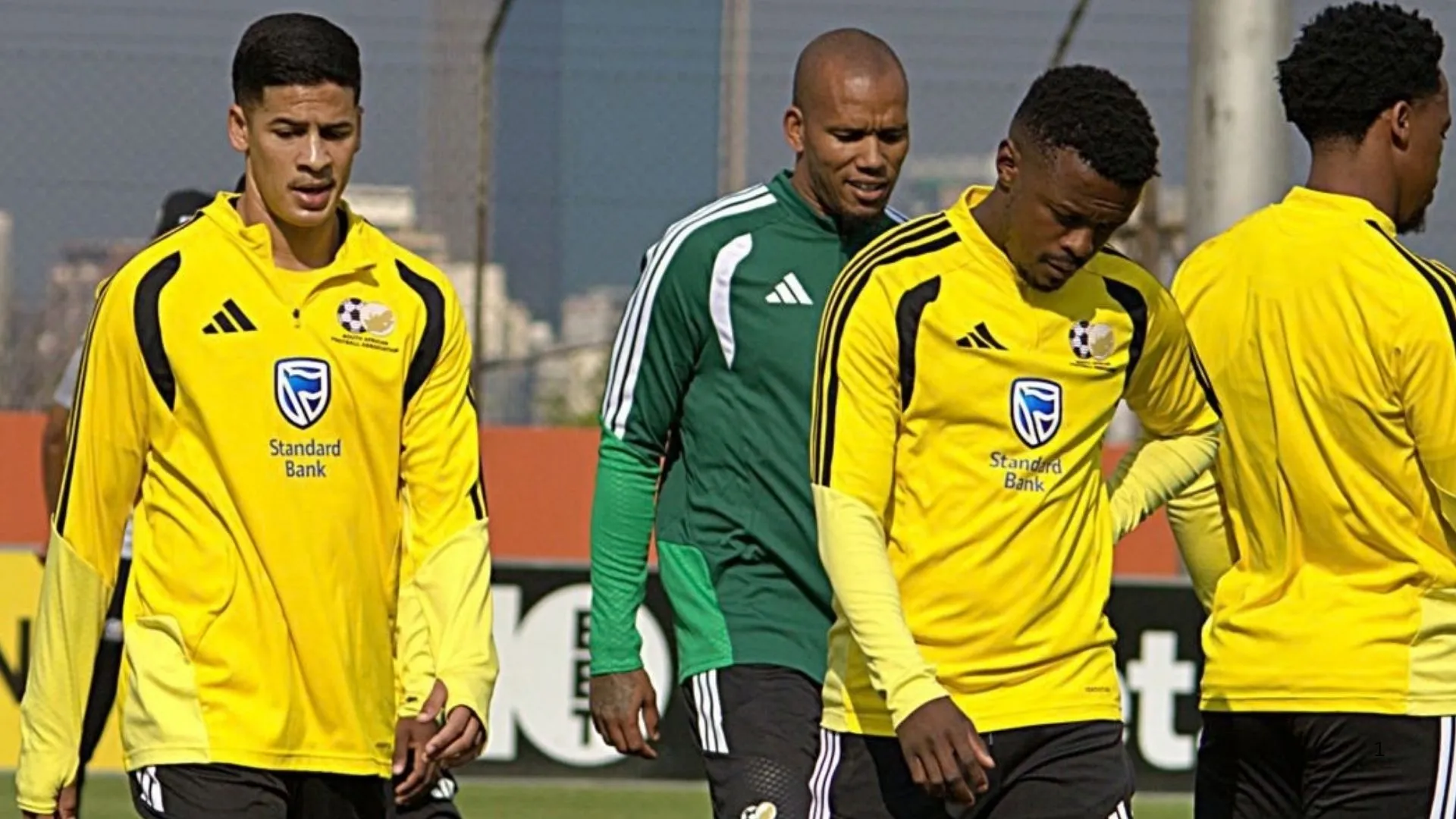Teboho Mokoena and Ricardo Goss in Bafana training.