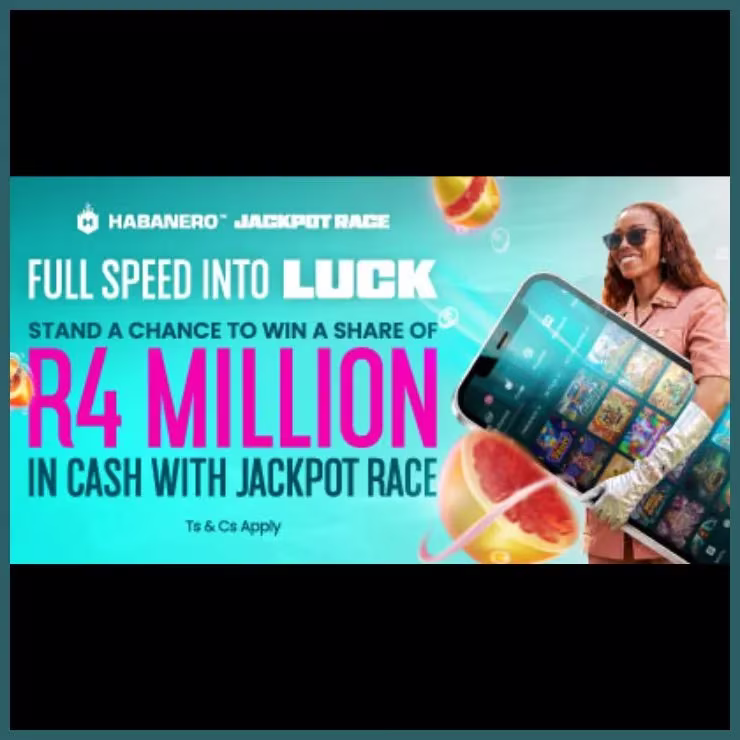 R4 million Lucky Fish Jackpot Race promotional banner, exclusive to Habanero games.