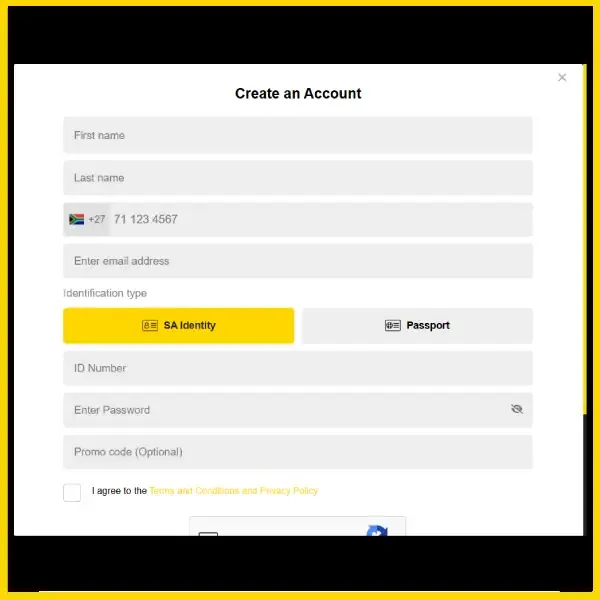 Easybet registration form