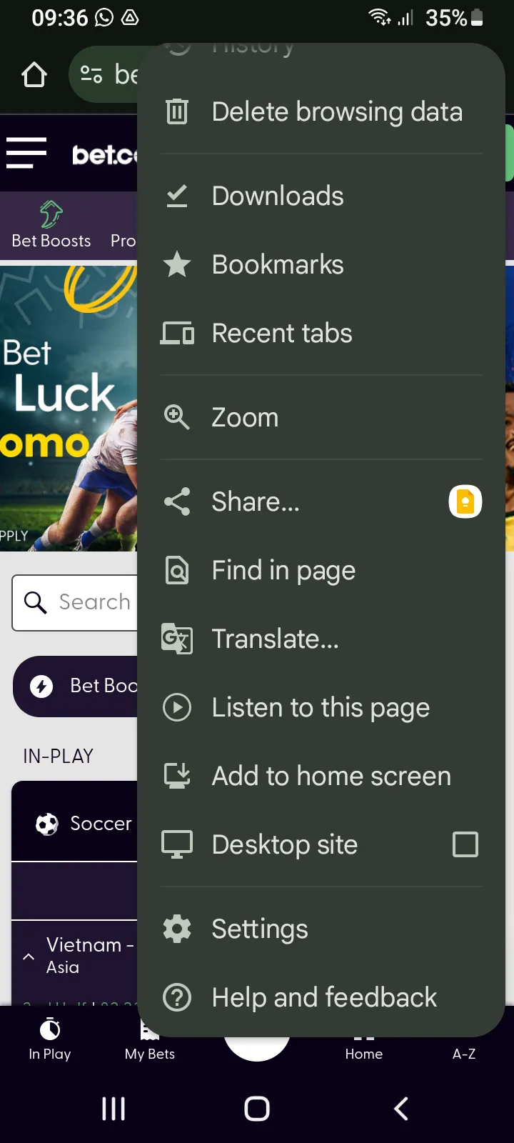 Bet.co.za Review No App