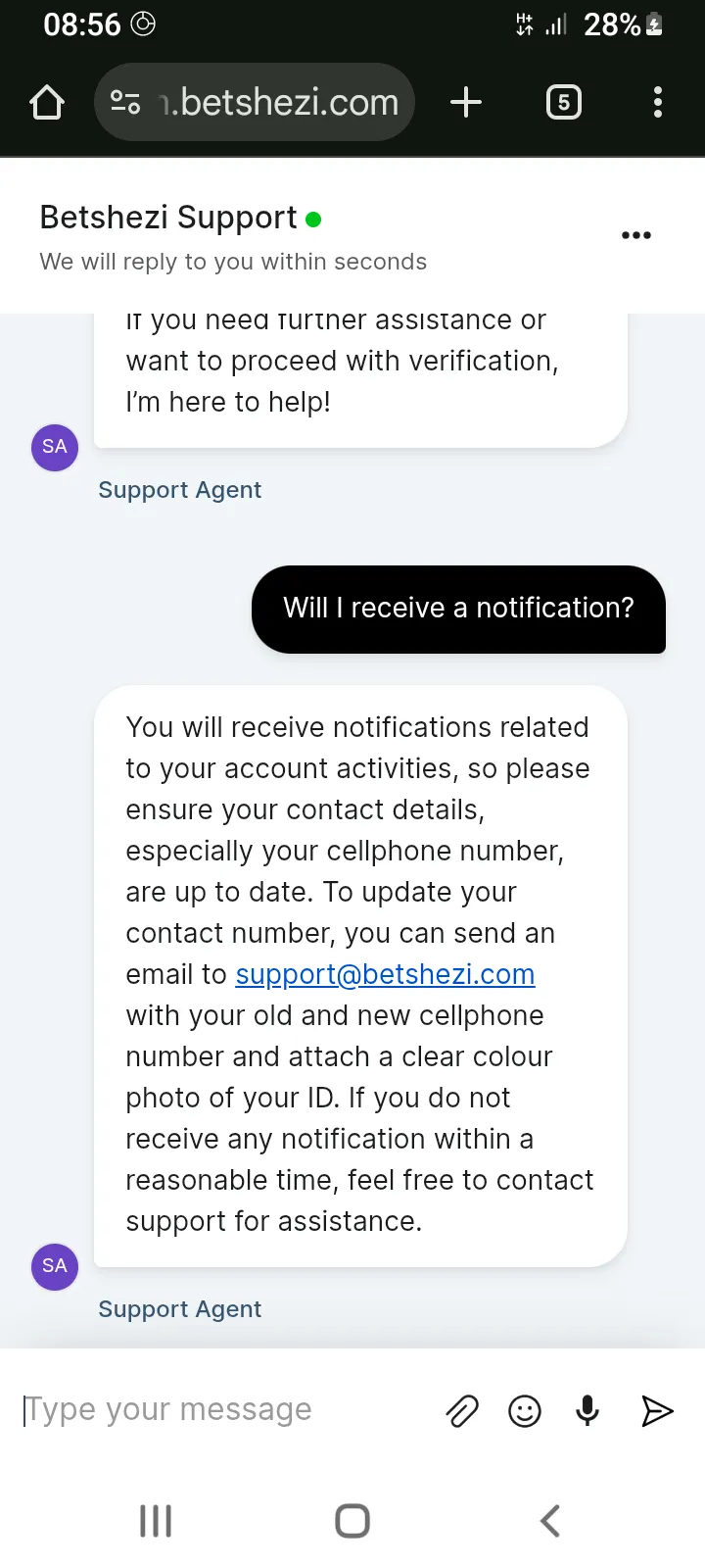 Betshezi Live Chat Support 3