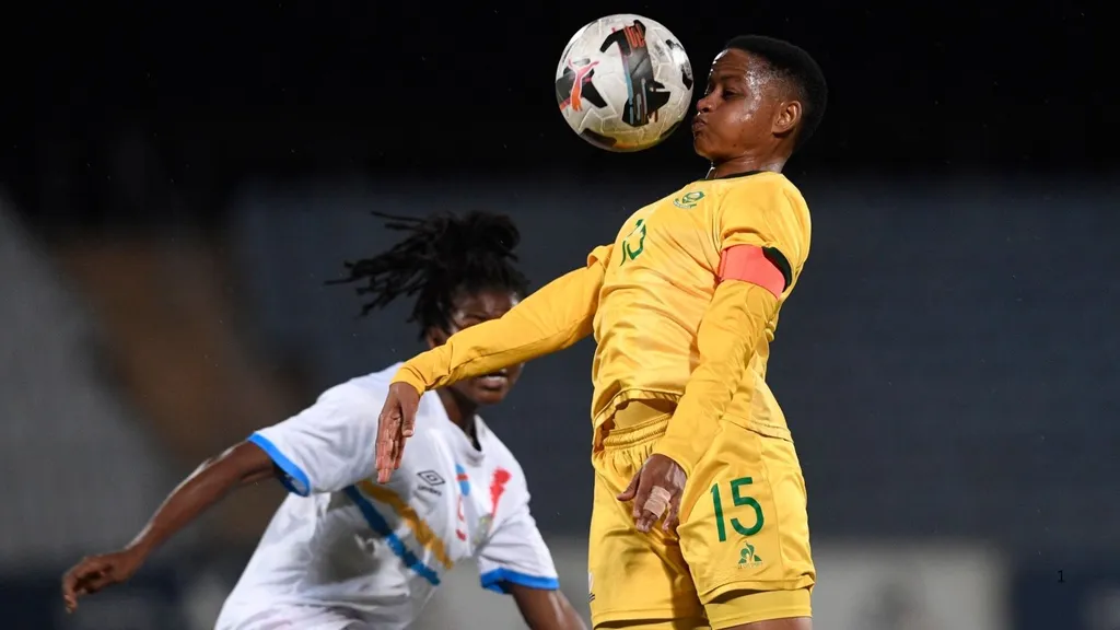 Refiloe Jane of Banyana Banyana against DR Congo. Photo – SAFA