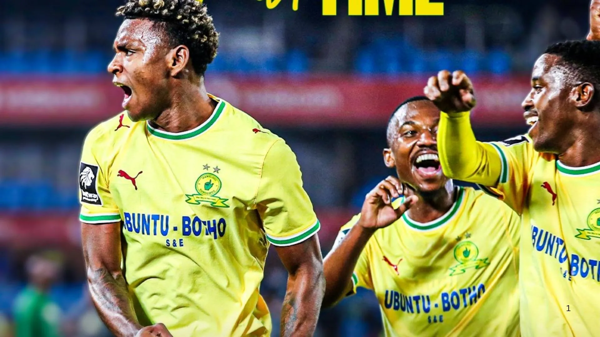 Mamelodi Sundowns players celebrate their win over AmaZulu.