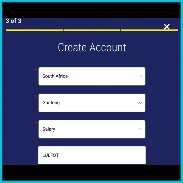 Lulabet registration form with promo code LULFOT entered in the Affiliate Partner Code field.