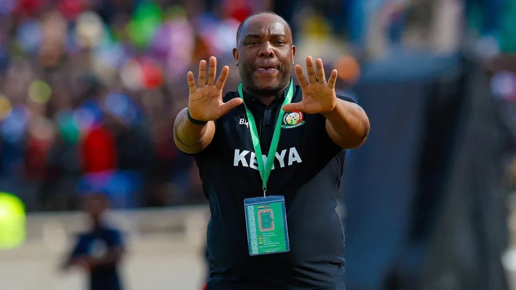 Benni McCarthy watches in as Kenya play Gabon. Photo FKF