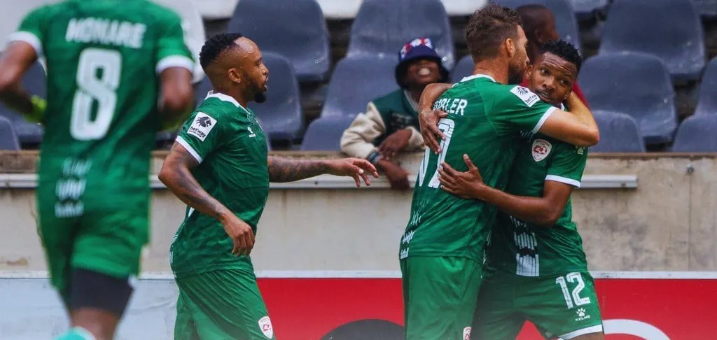 Sekhukhune United players celebrate a goal