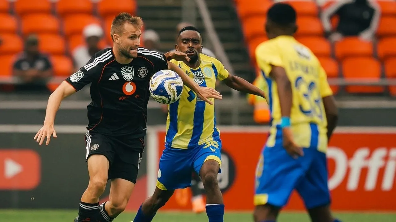 Players in action during Casric Stars vs Orlando Pirates in Nedbank Cup