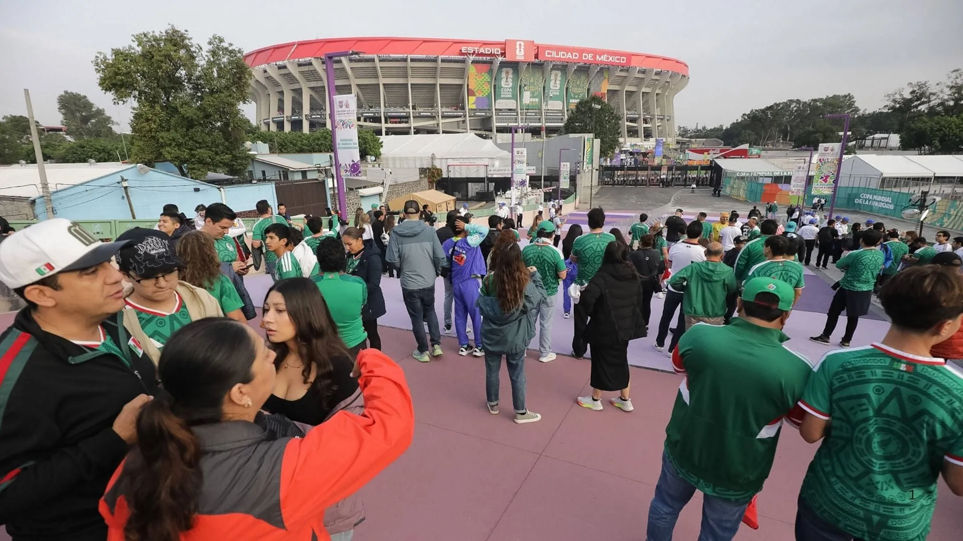 Mexico fans stream into Azteca Stadium.