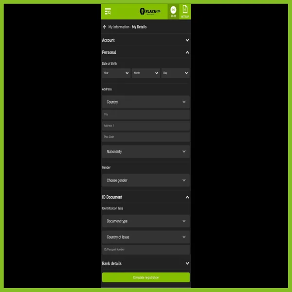 Playabets app registration