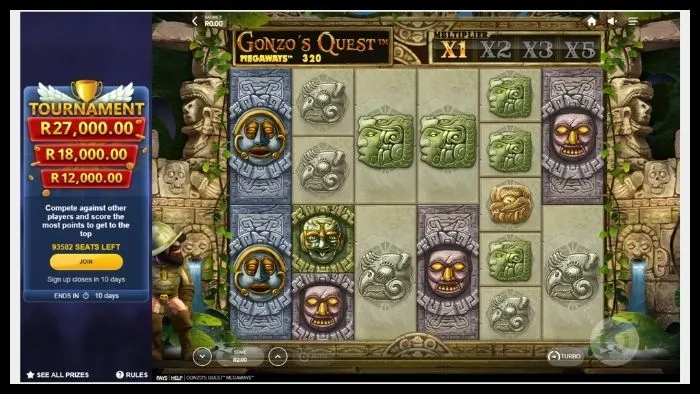 Gonzo's Quest Megaways slot as shown on the Betway casino.