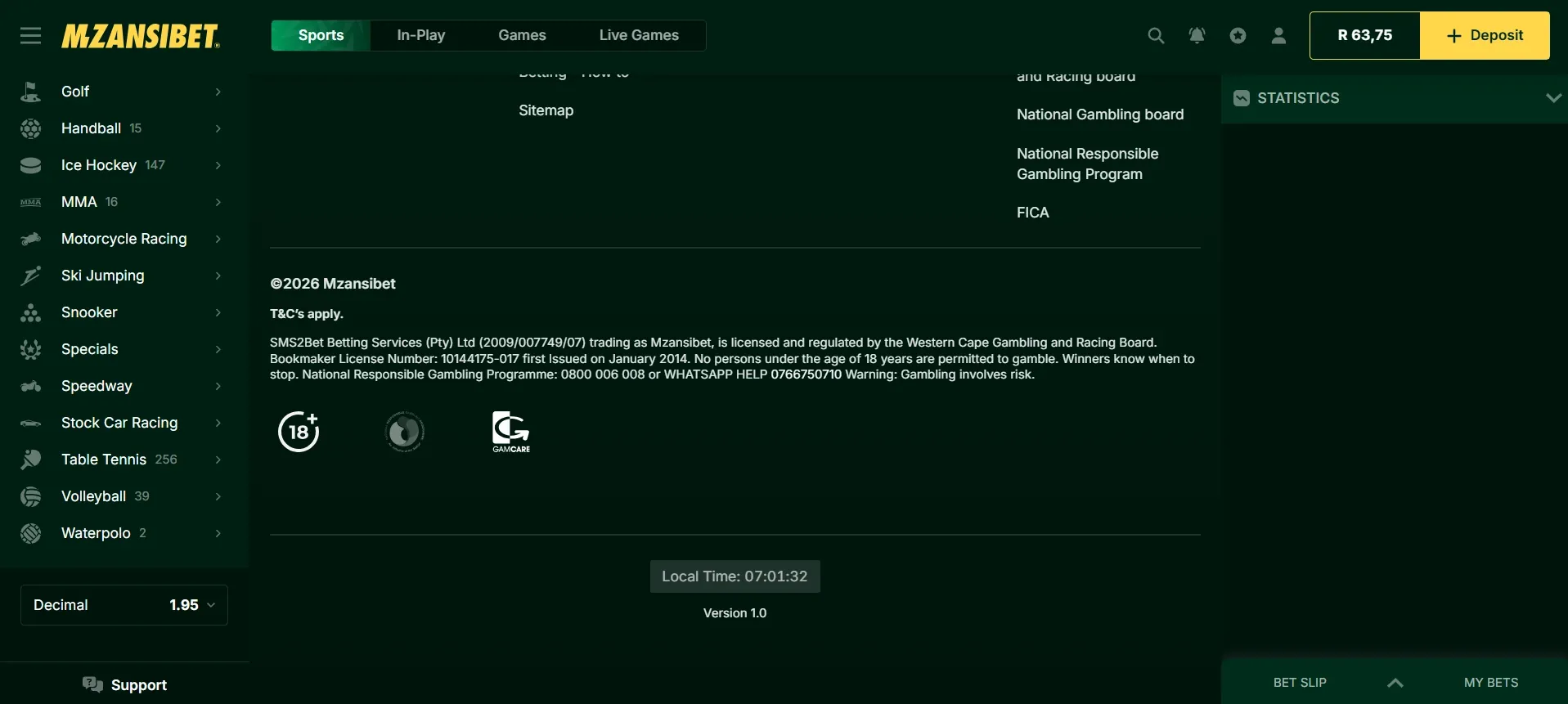 New SA betting site, Mzansibet is licensed by the WCGRB under licensed number 10144175-017.