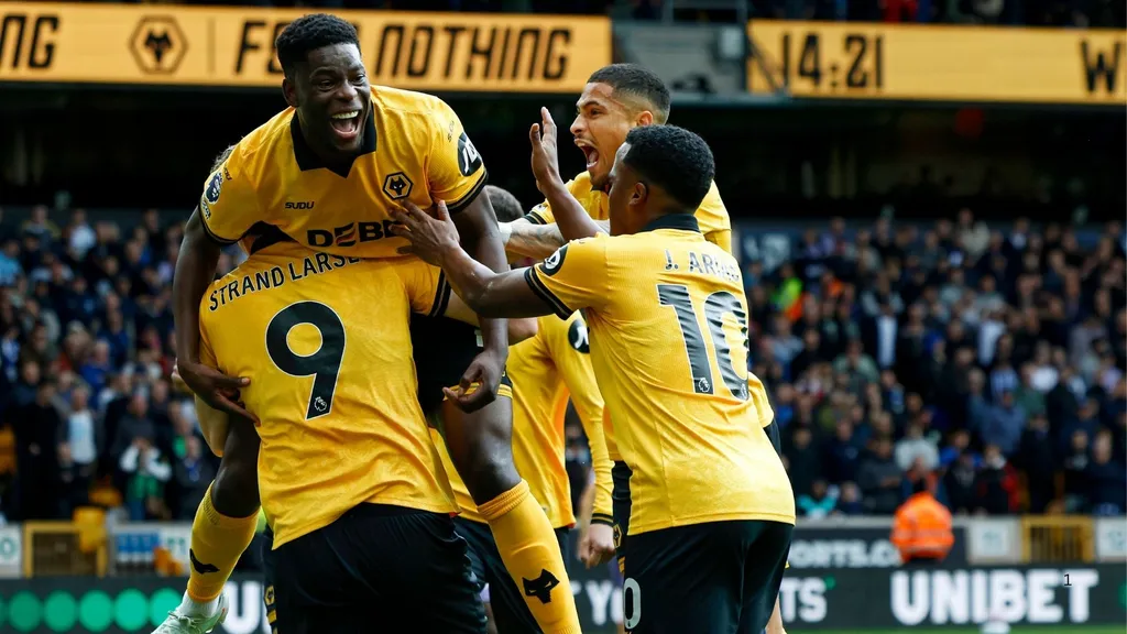 Marshall Munetsi celebrates his goal with Wolves. Photo &ndash; Imago