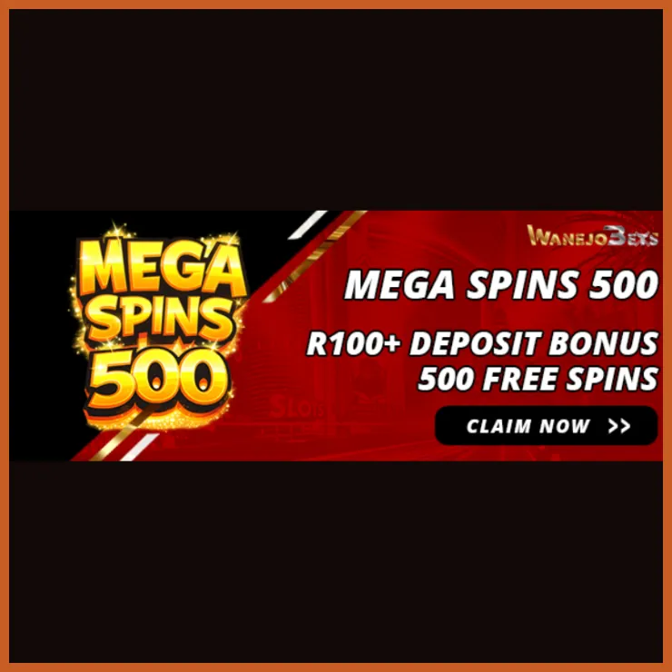 WanejoBets, the best betting site with free spins, offering Mega Spins 500 when you deposit R100 or more.