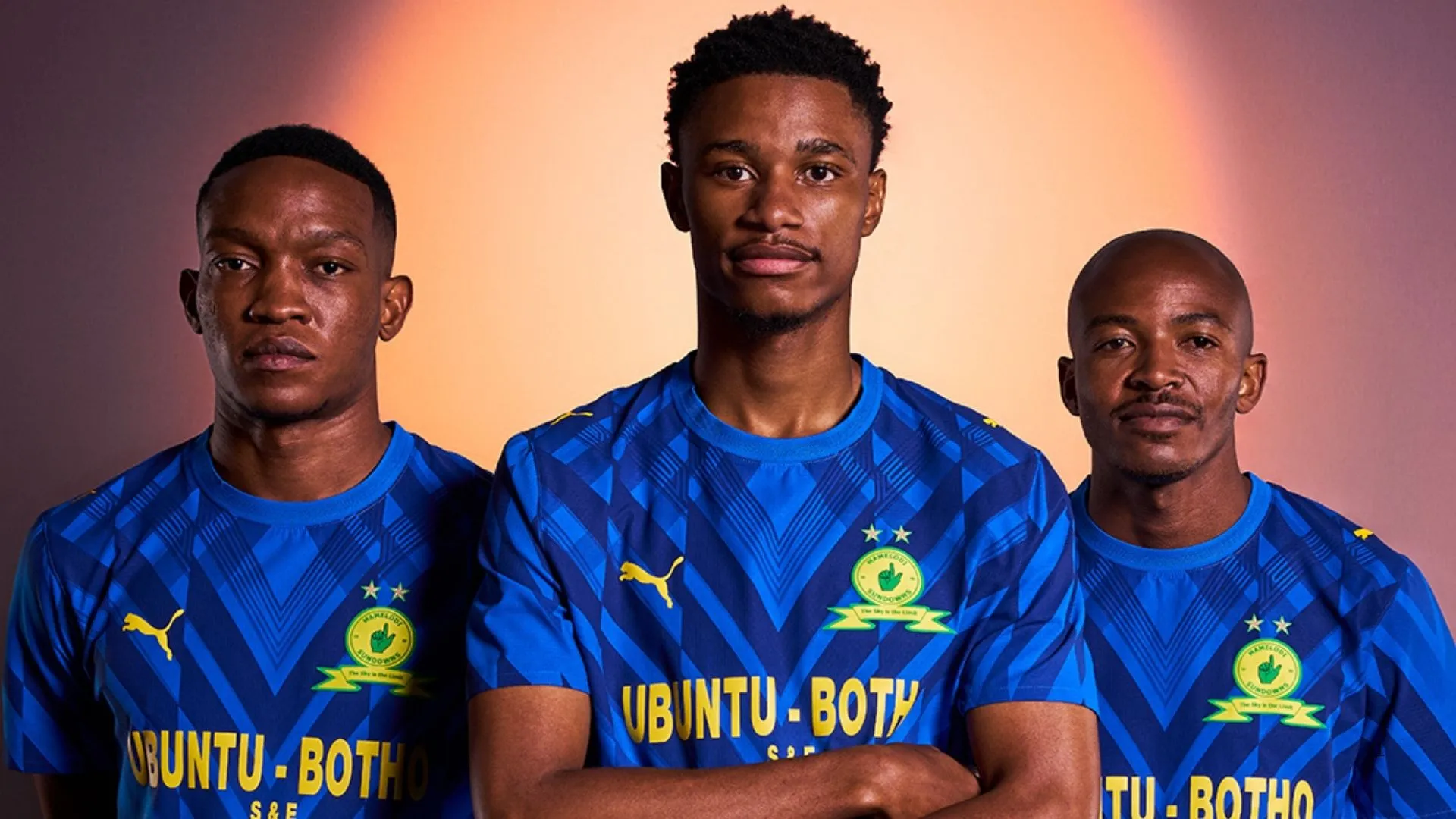 Grant Kekana, Malibongwe Khoza and Thapelo Morena of Mamelodi Sundowns.