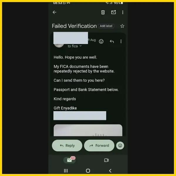 Email to fica@bettabets.co.za asking 