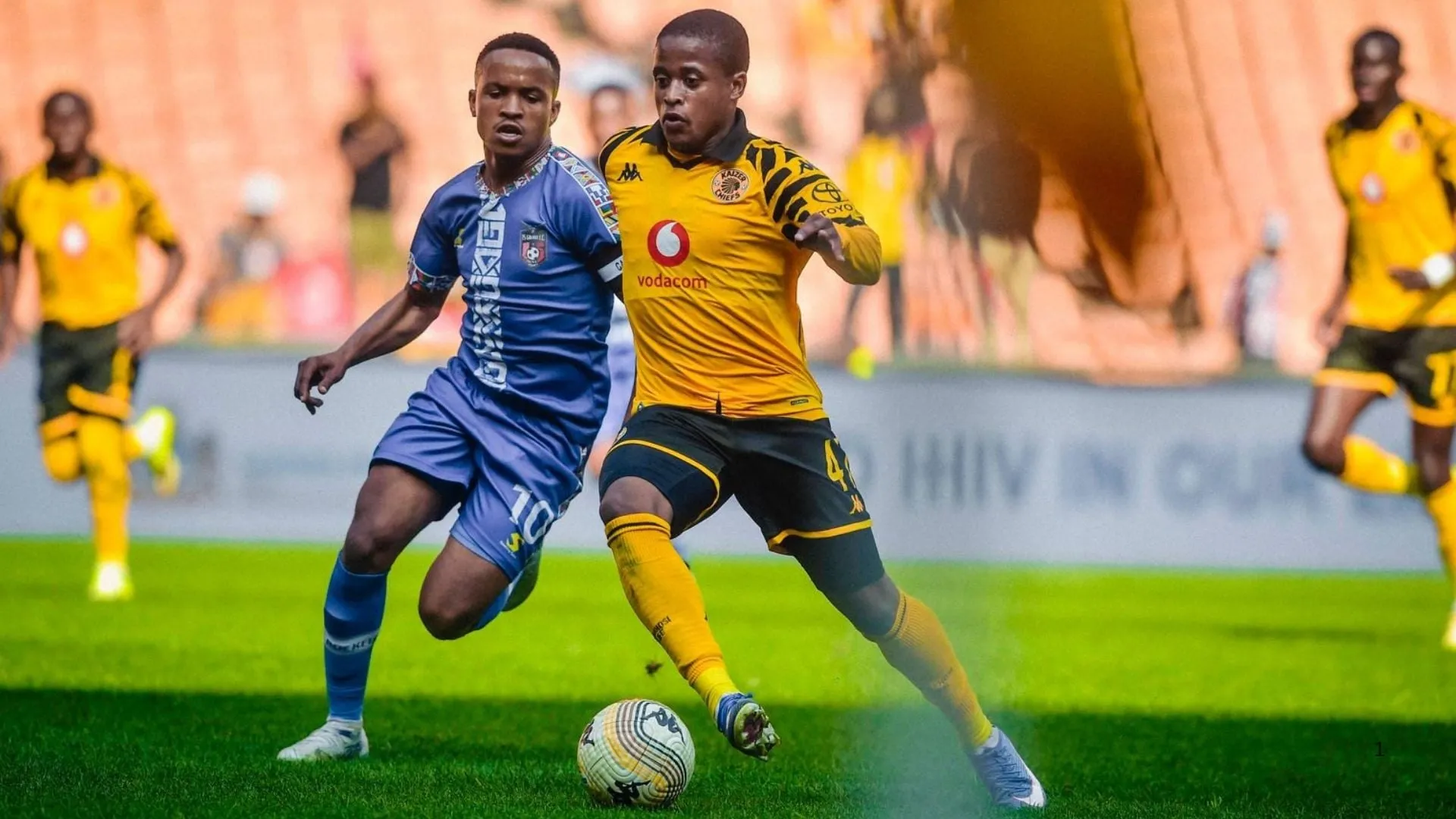 Mduduzi Shabalala of Kaizer Chiefs in action against TS Galaxy.