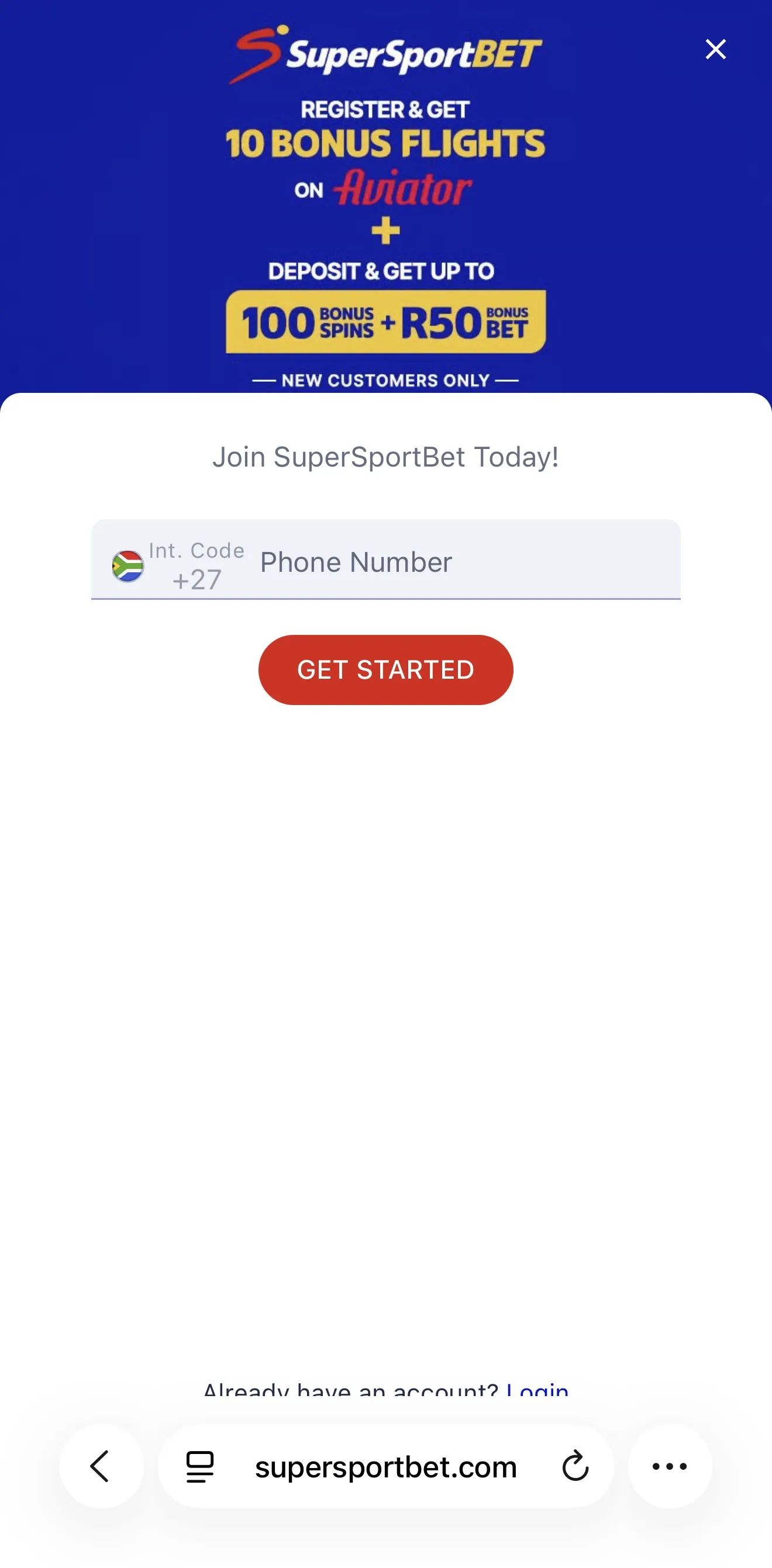 SuperSportBet registration form