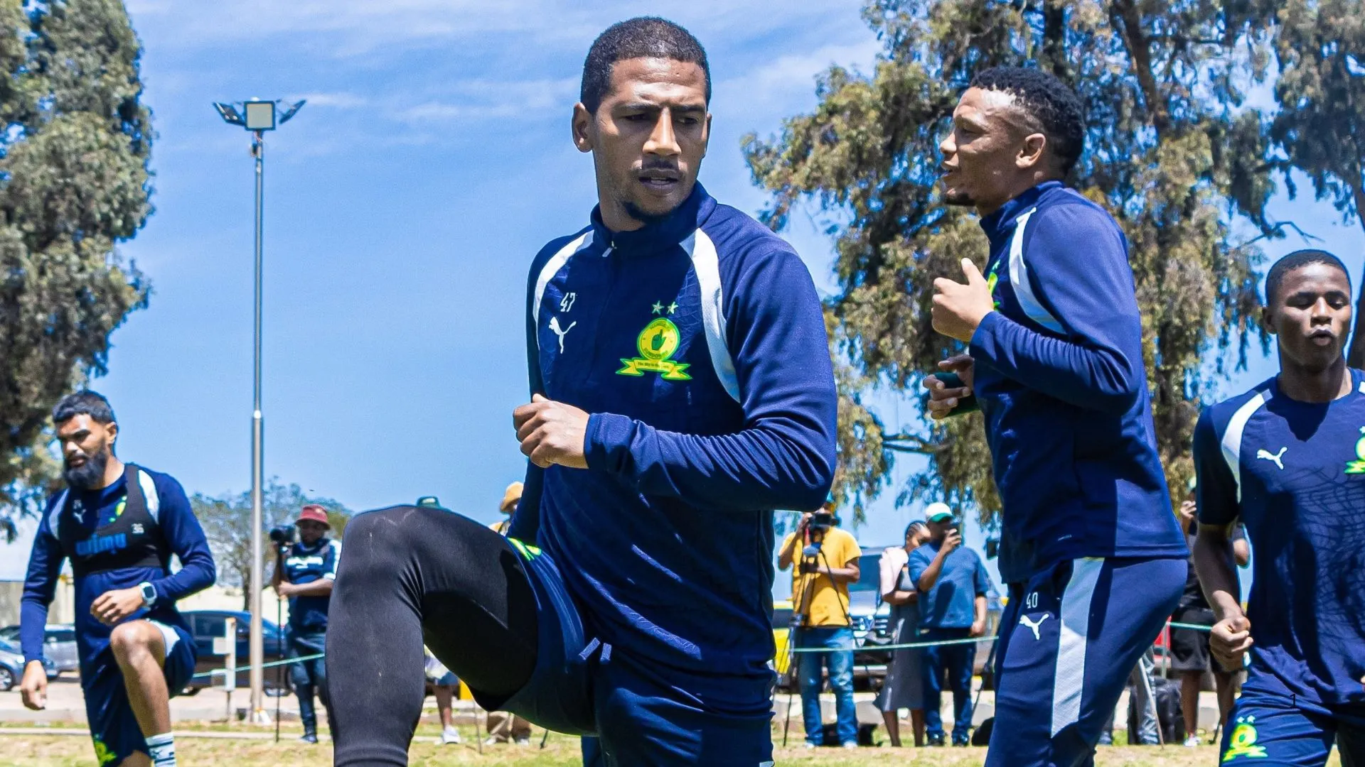 Deano van Rooyen and Mothobi Mvala in training at Mamelodi Sundowns.