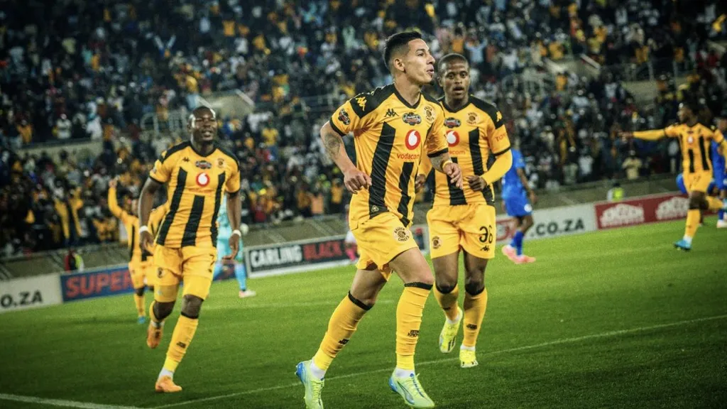 Gaston Sirino celebrating a goal at Kaizer Chiefs